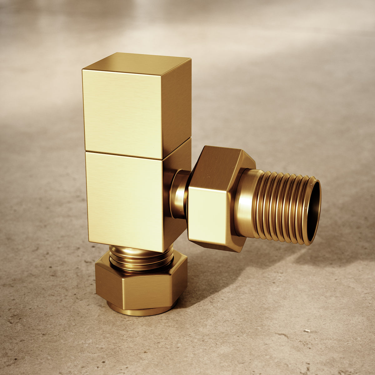 Brushed Gold Square Angled Radiator Valves - LUSSO