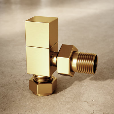 Brushed Gold Square Angled Radiator Valves