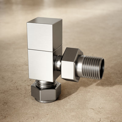 Brushed Stainless Square Angled Radiator Valves