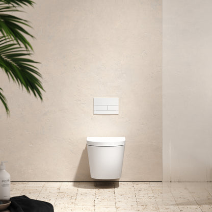 Senza Wall Hung Rimless Toilet with Concealed Cistern Frame and Square Flush Plate