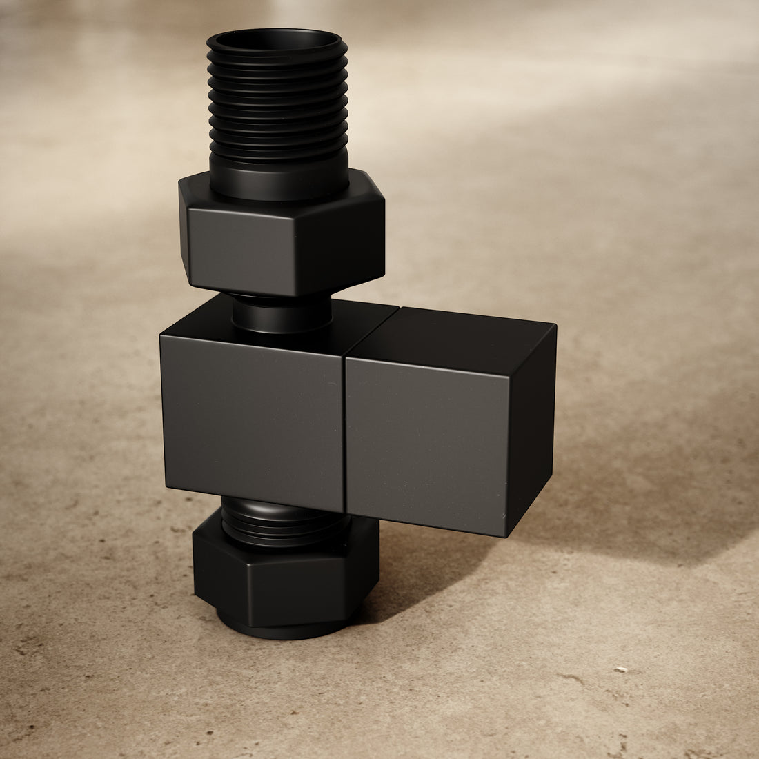 Matte Black Square Straight Radiator Valves - LUSSO