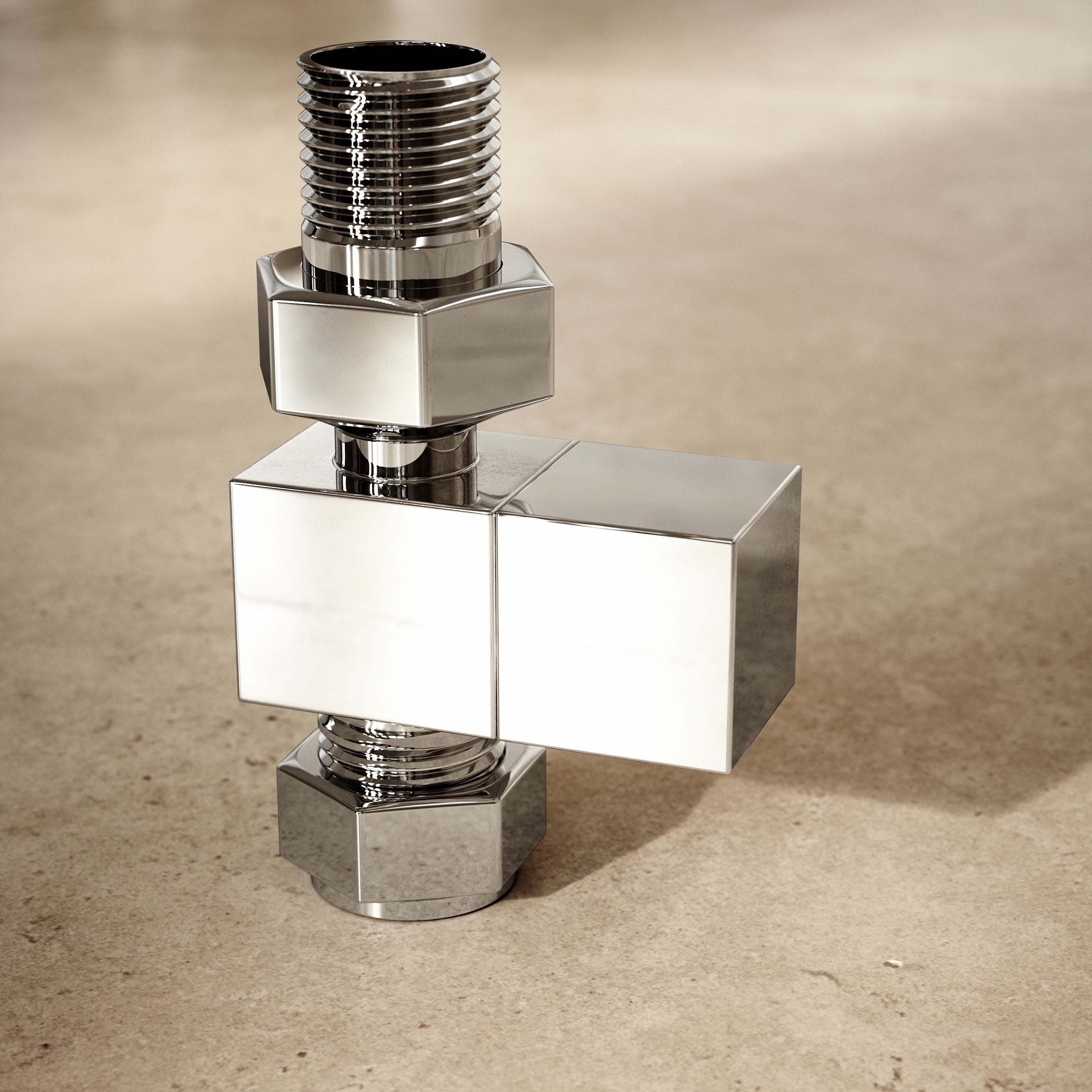 Polished Chrome Square Straight Radiator Valves - LUSSO