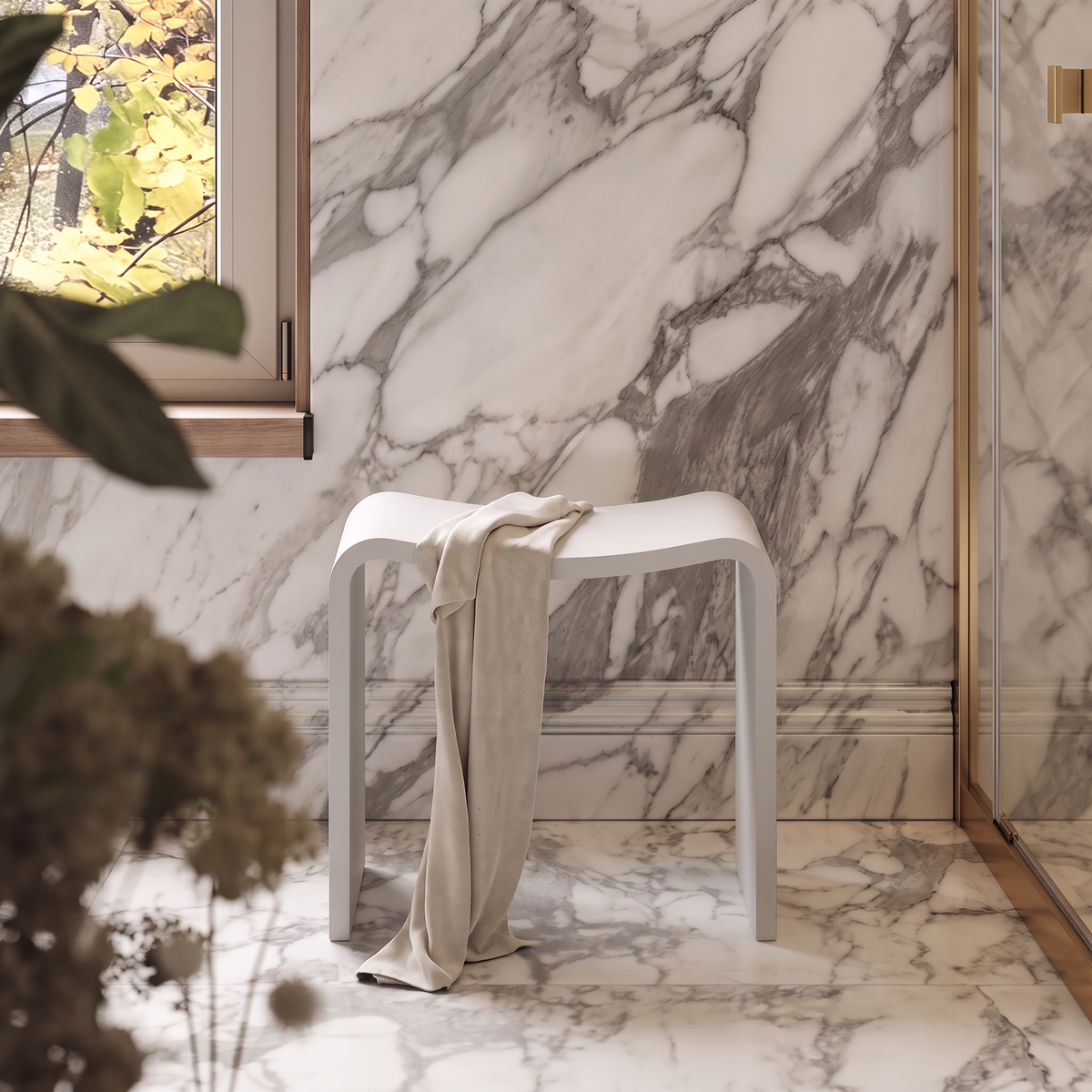 Scoop Stone Bathroom Shower Seat