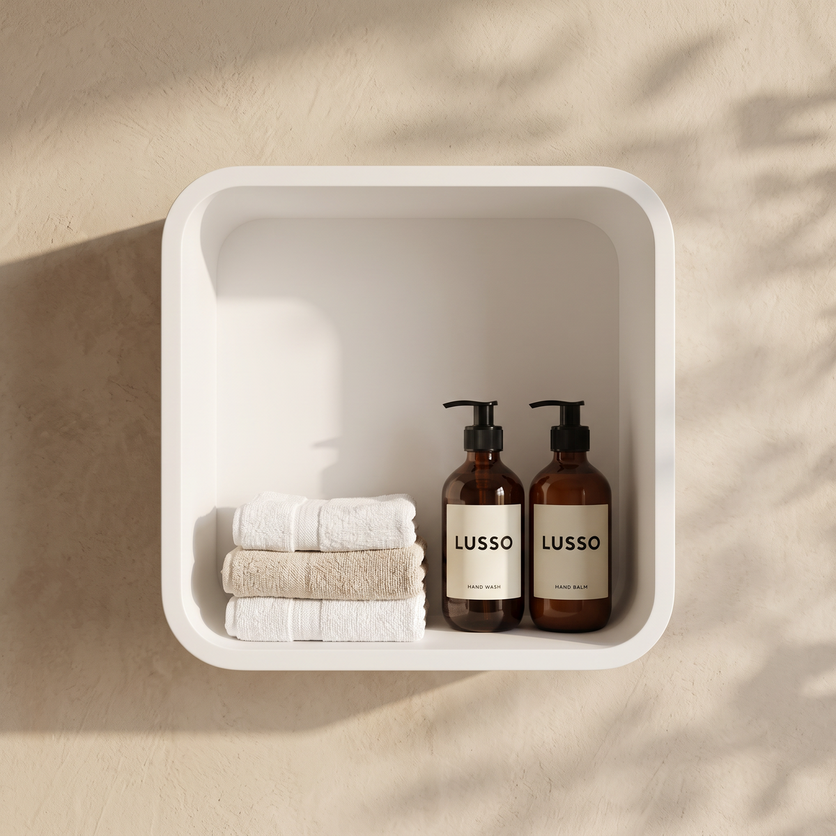 Qube Matte White Stone Curved Storage Box 300mm
