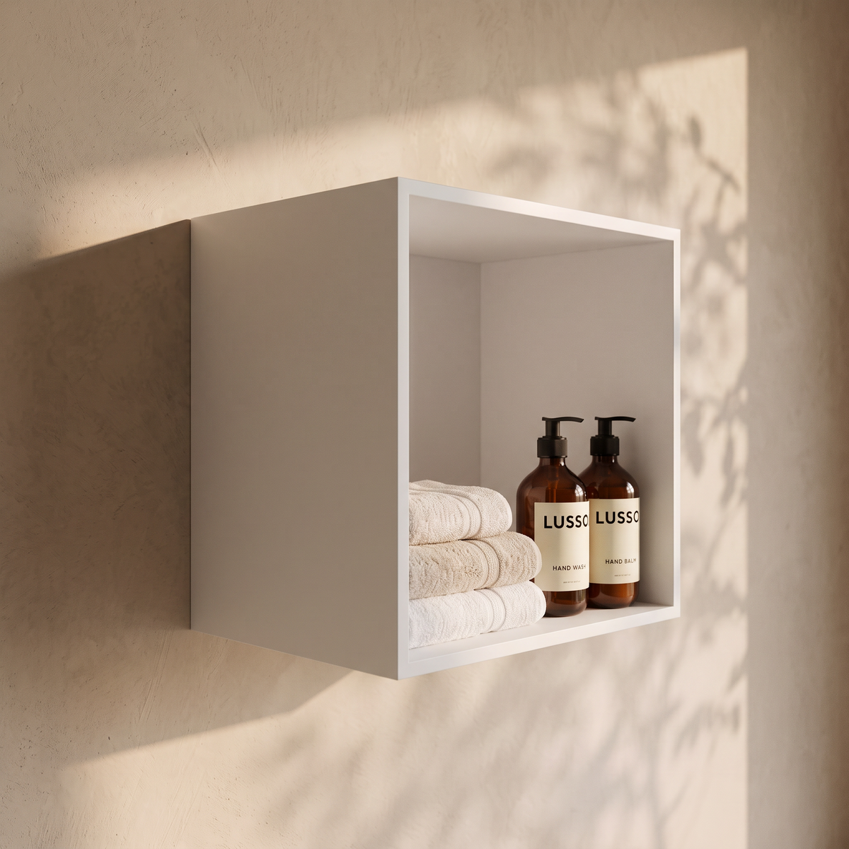 Qube Matte White Stone Square Storage Box 300mm