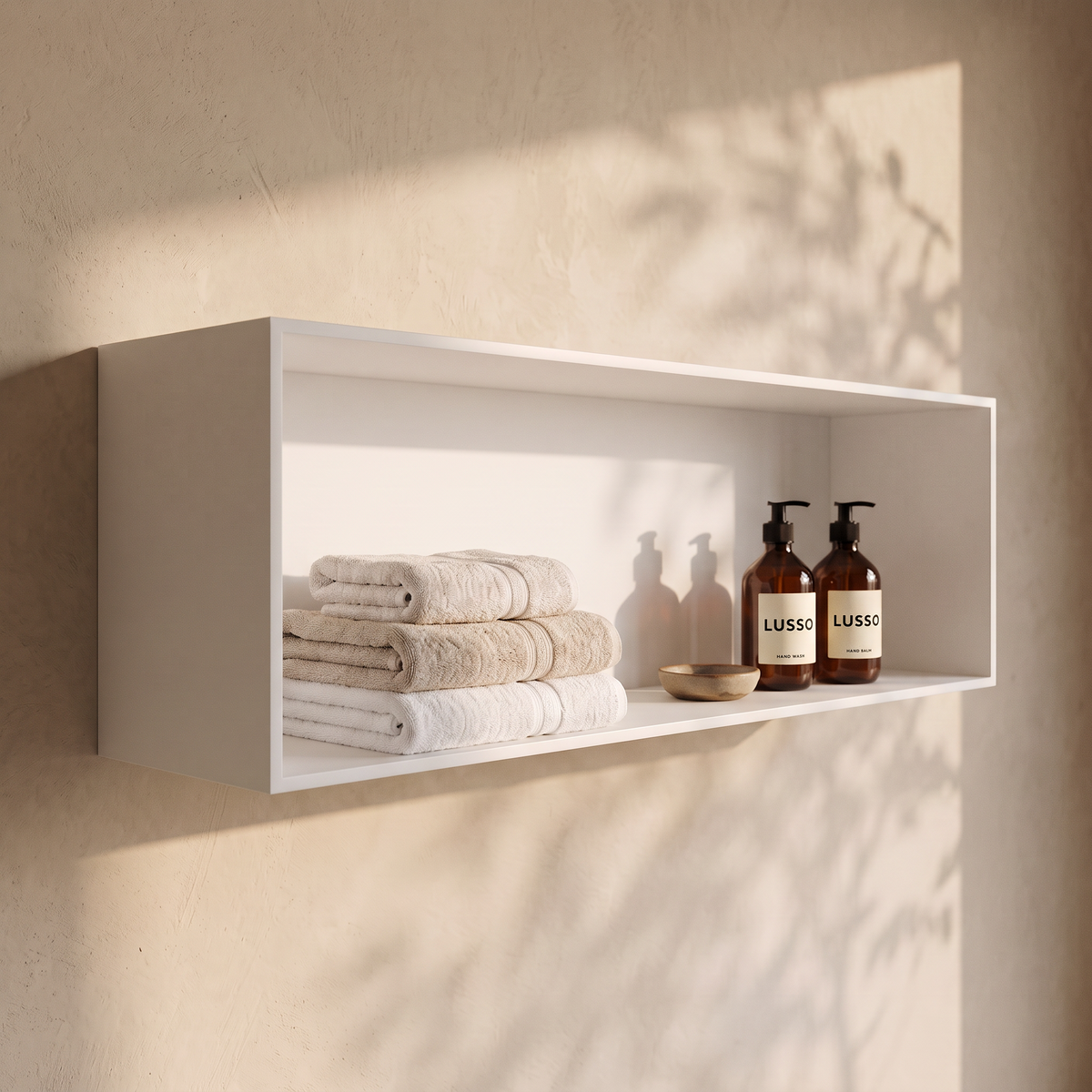 Qube Matte White Stone Square Storage Box 900mm