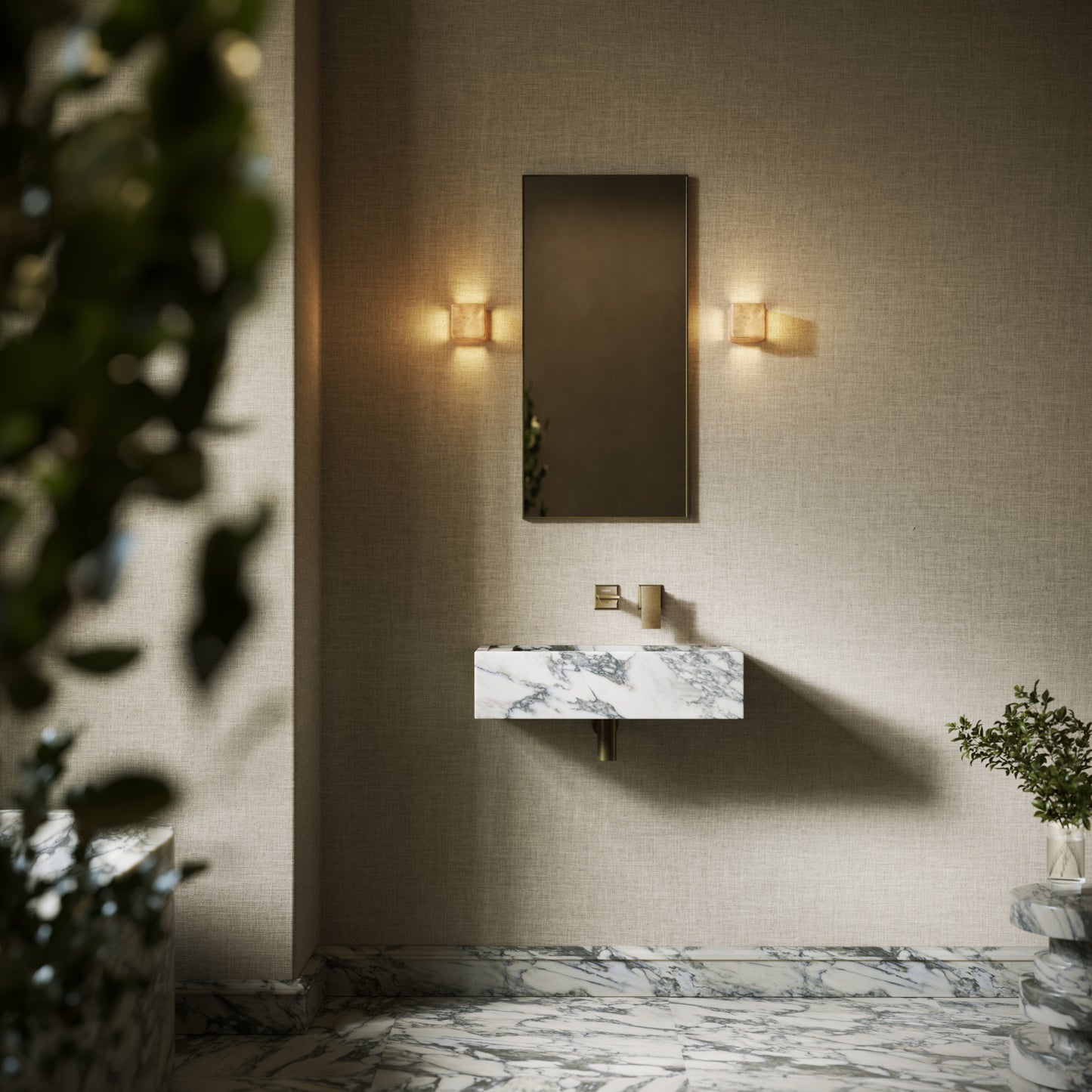 Tassilo Arabescato Marble Wall Hung Basin 600mm