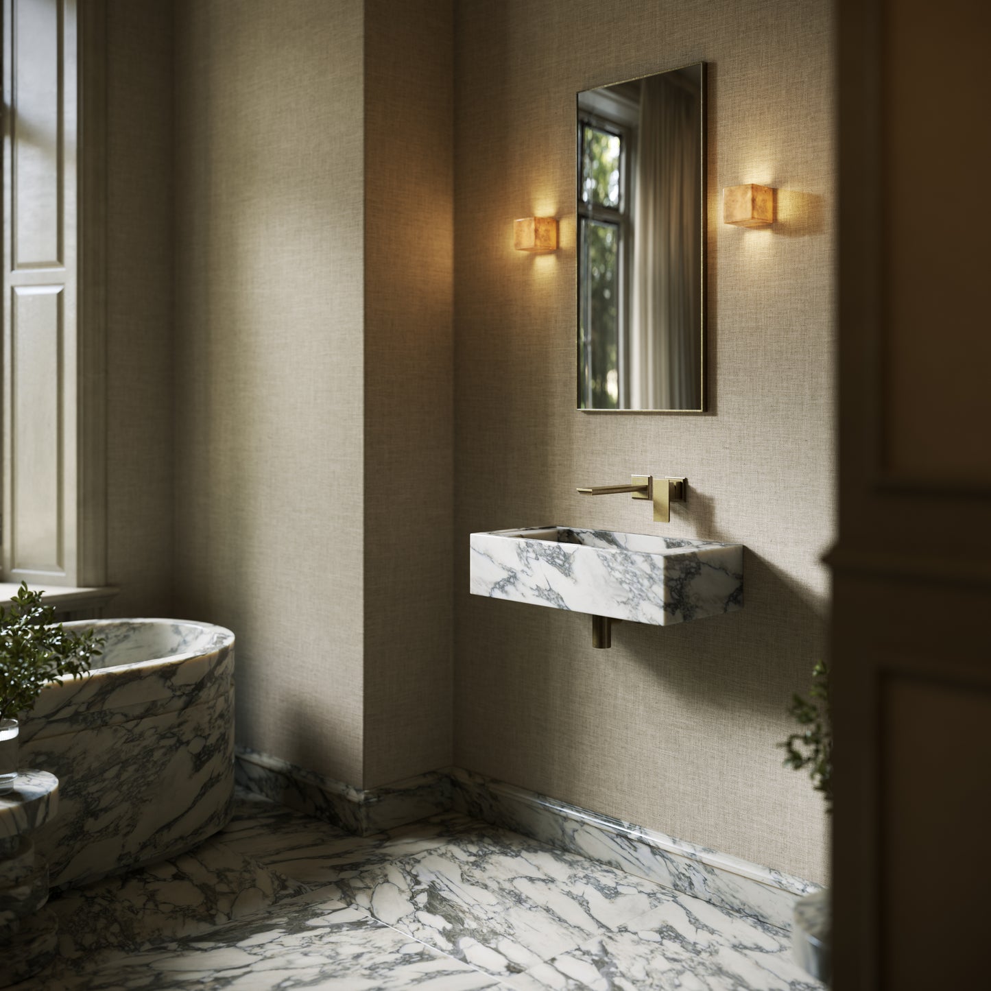 Tassilo Arabescato Marble Wall Hung Basin 600mm