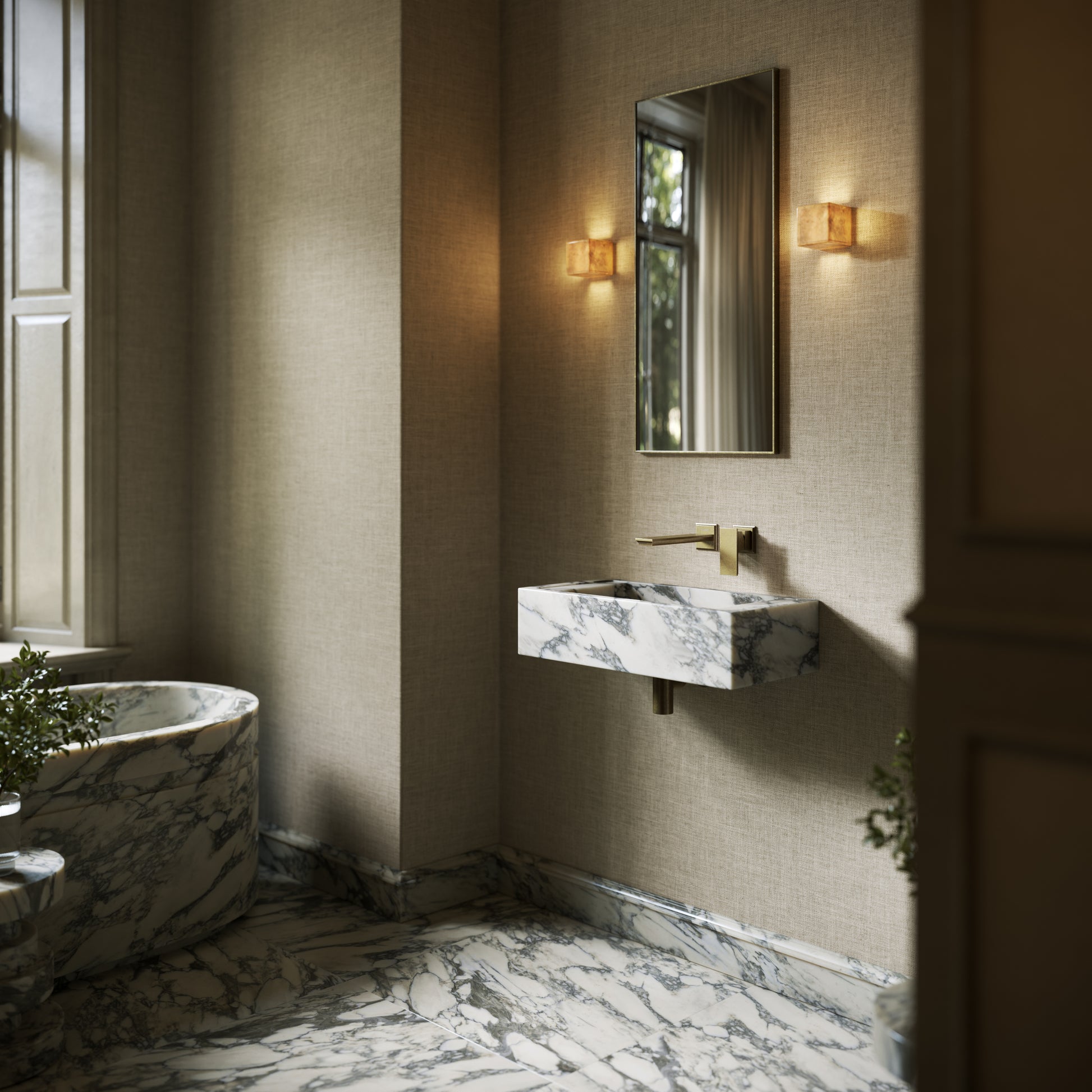 Tassilo Arabescato Marble Wall Hung Basin 600mm