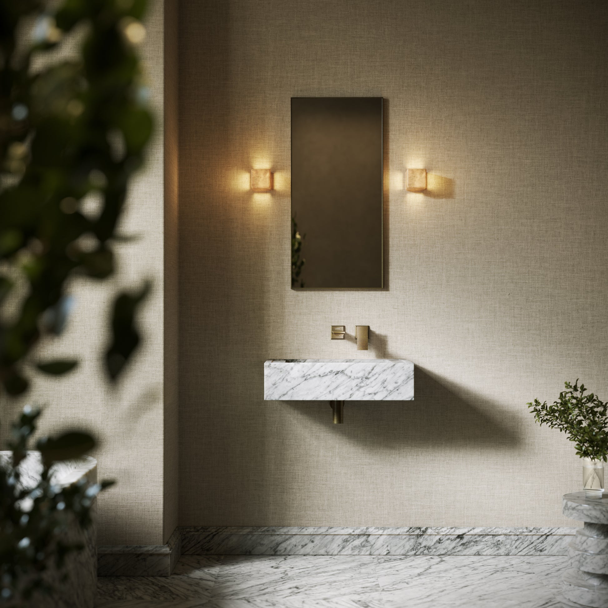 Tassilo Carrara Marble Wall Hung Basin 600mm