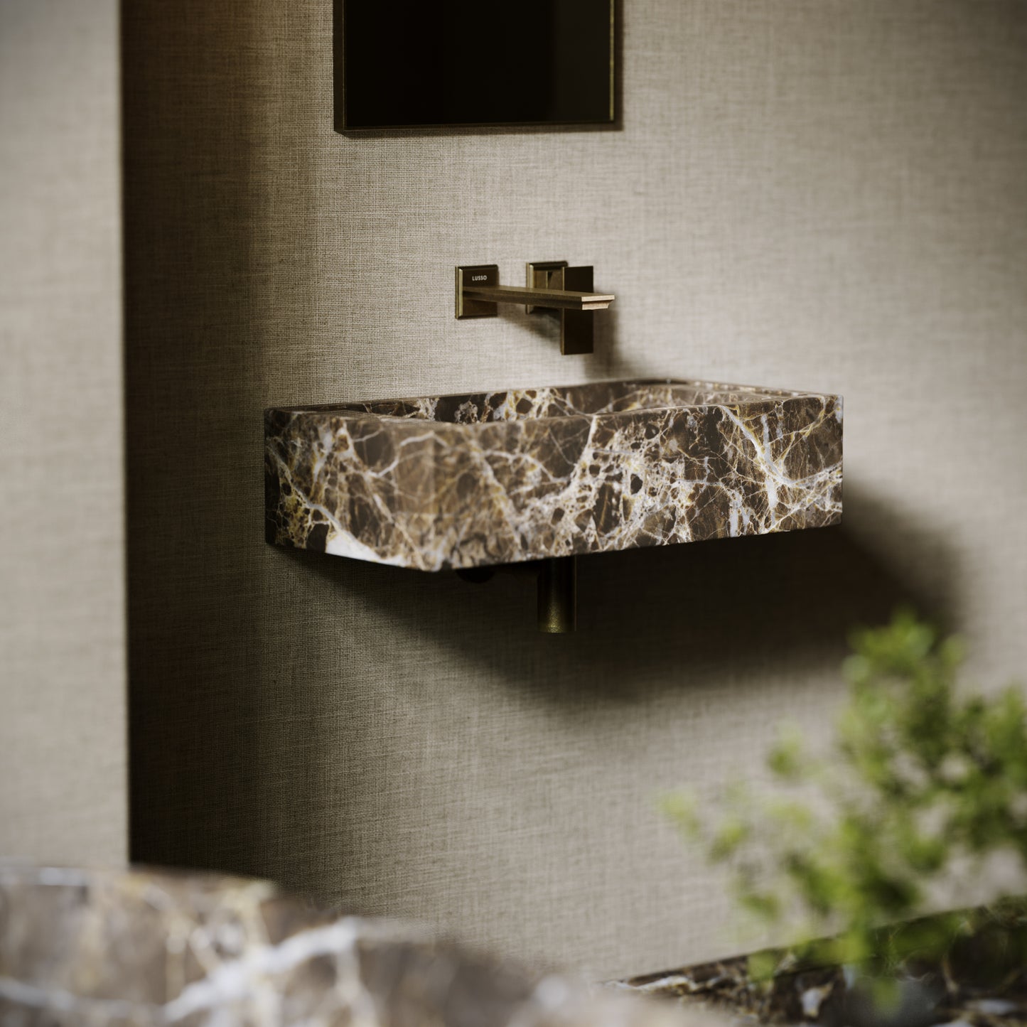 Tassilo Dark Emperador Marble Wall Hung Basin 600mm
