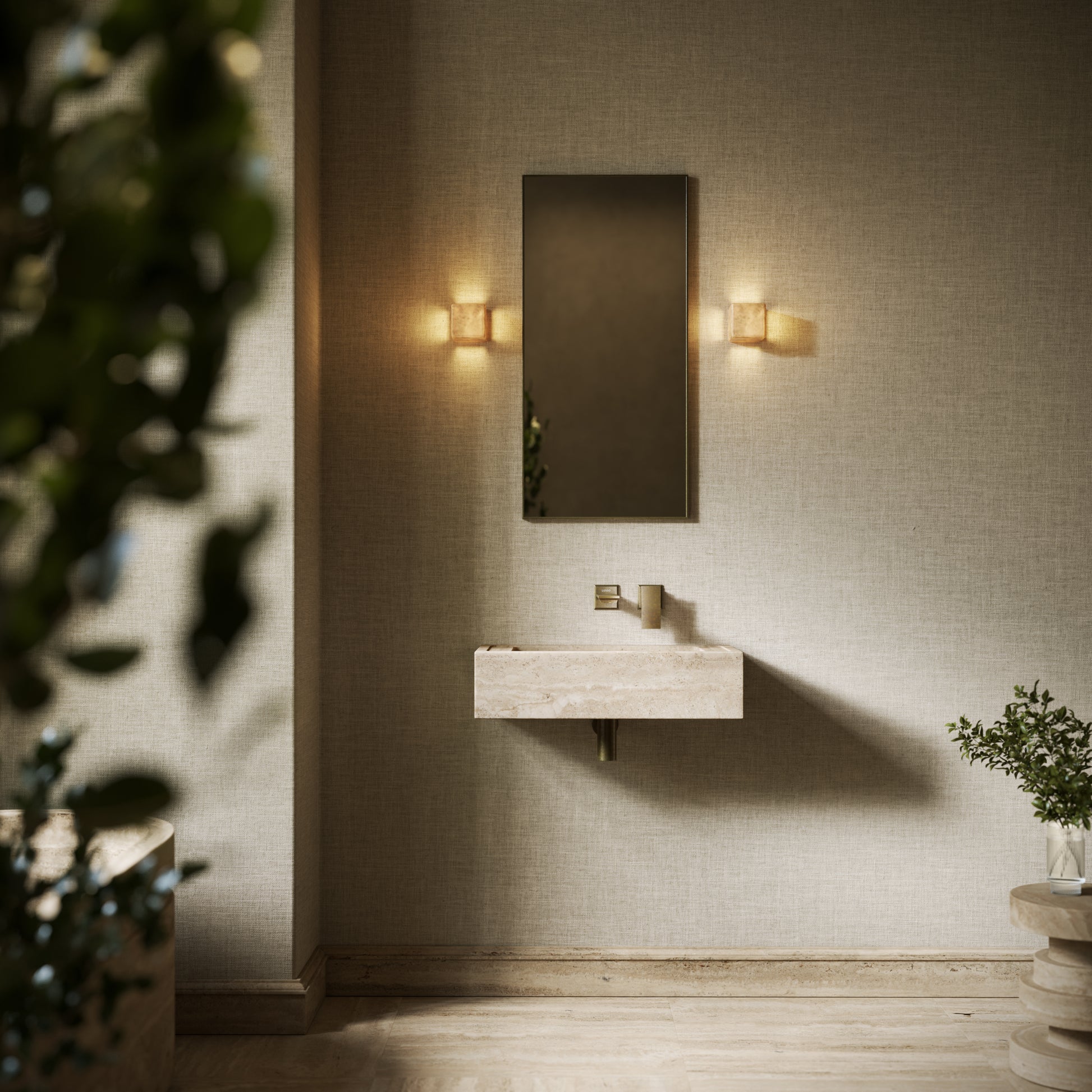 Tassilo Travertine Stone Wall Hung Basin 600mm
