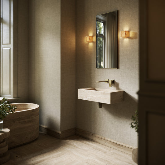 Tassilo Travertine Stone Wall Hung Basin 600mm