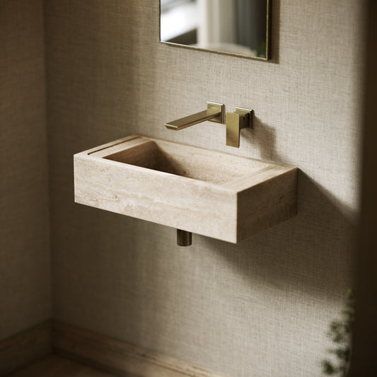 Tassilo Travertine Stone Wall Hung Basin 600mm