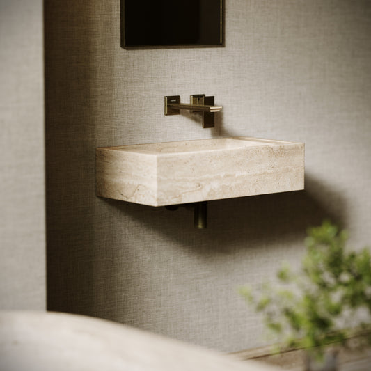 Tassilo Travertine Stone Wall Hung Basin 600mm