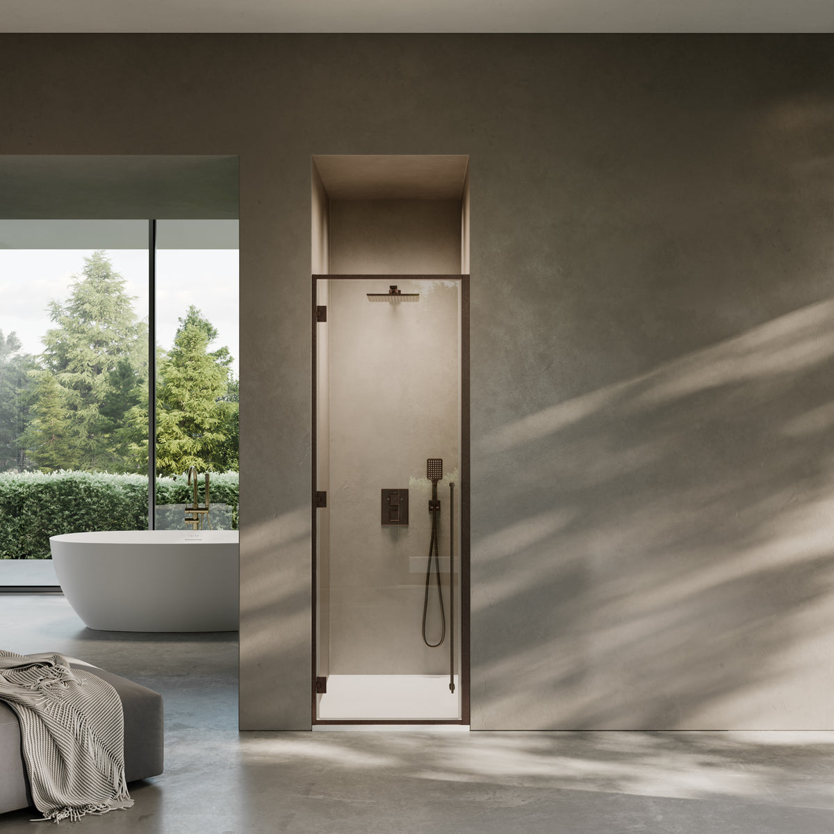Techtra Techtra Aged Bronze Hinged Shower Door - All Sizes - LUSSO