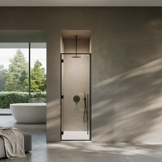 Techtra Matte Black Hinged Shower Door - All Sizes
