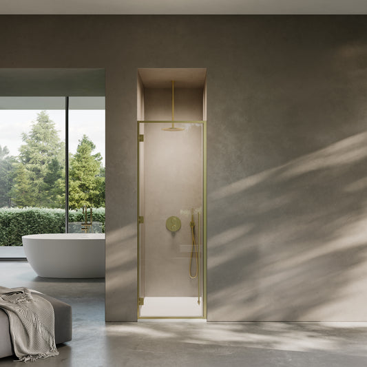 Techtra Brushed Gold Hinged Shower Door - All Sizes