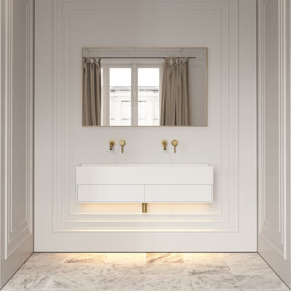 Thinn Matte White Double Vanity Unit with Stone Basin 1200mm
