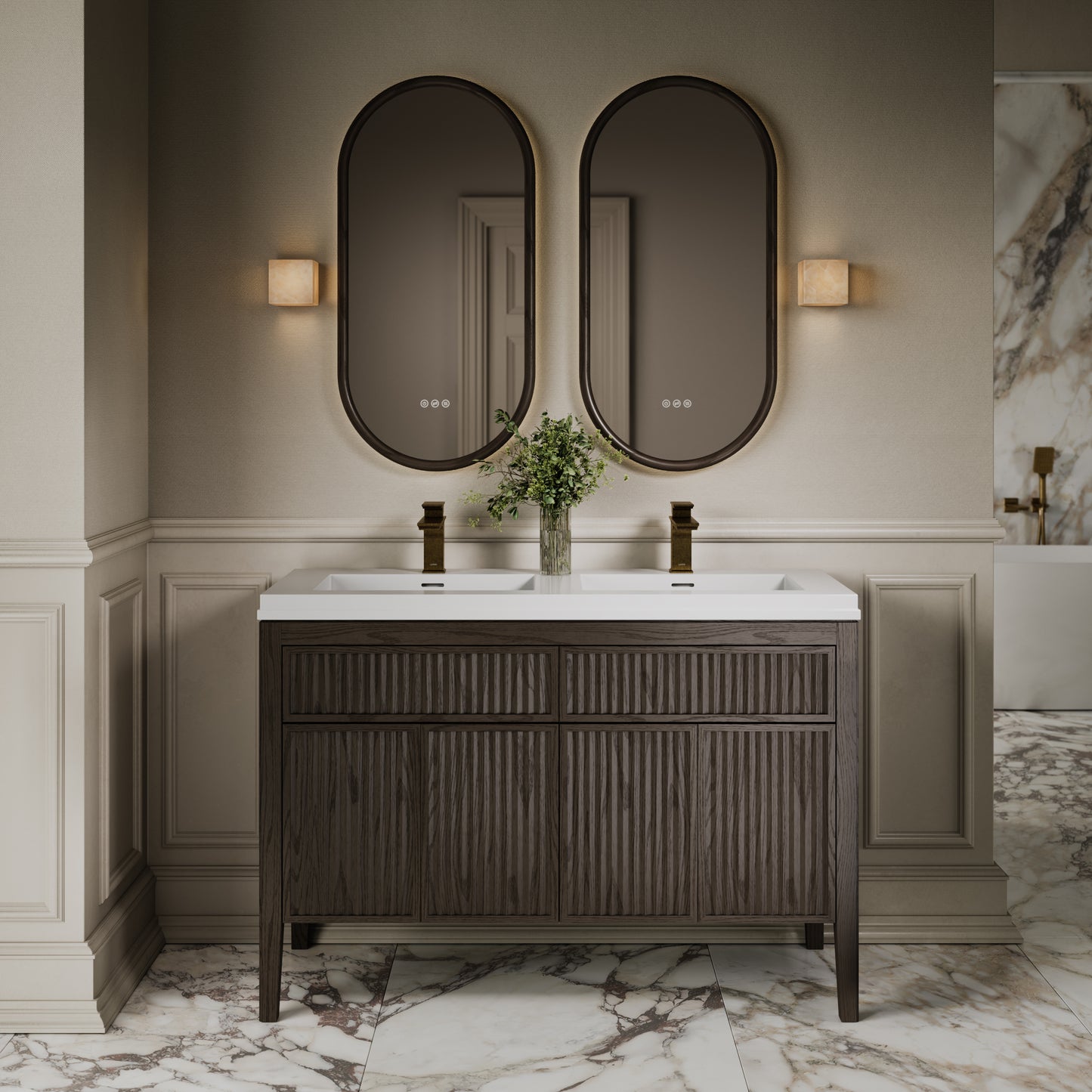 Tiffany Grey Oak Wood Grain Double Vanity Unit 1200mm