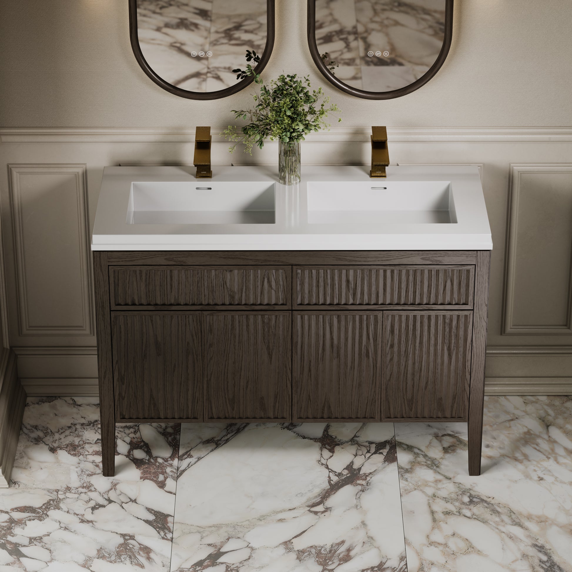 Tiffany Grey Oak Wood Grain Double Vanity Unit 1200mm