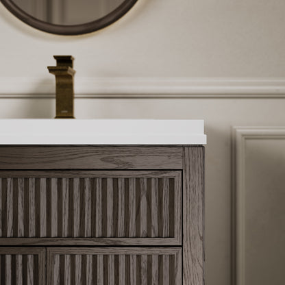 Tiffany Grey Oak Wood Grain Double Vanity Unit 1200mm