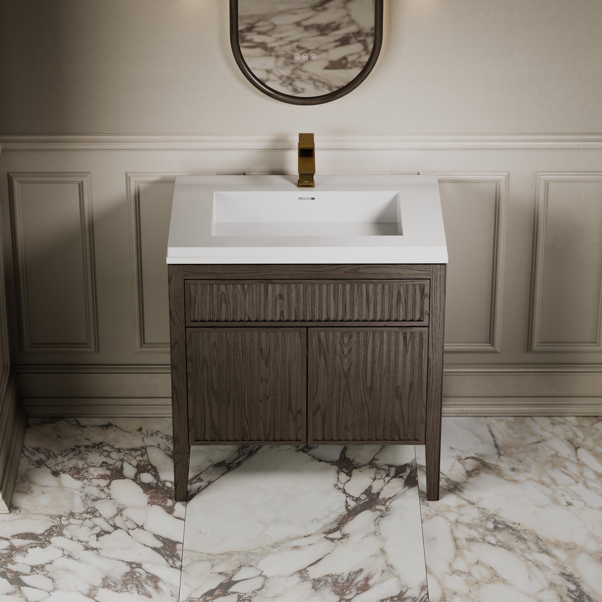 Tiffany Grey Oak Wood Grain Vanity Unit 800mm
