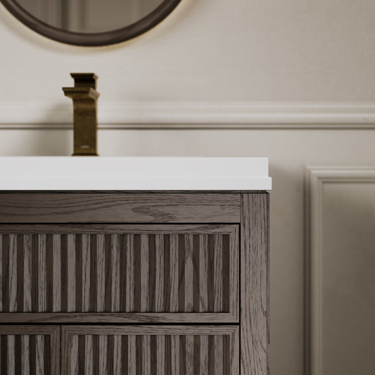 Tiffany Grey Oak Wood Grain Vanity Unit 800mm