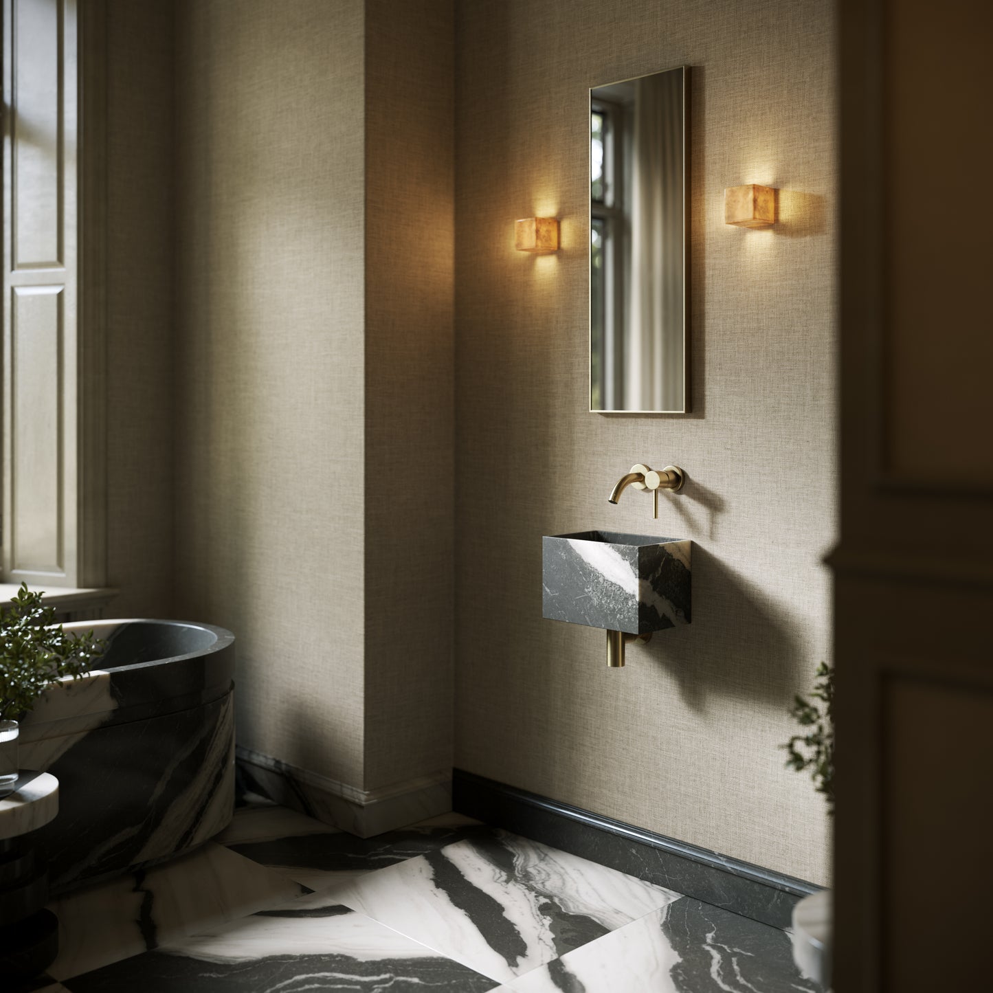 Tucci Panda Marble Wall Hung Basin 300mm