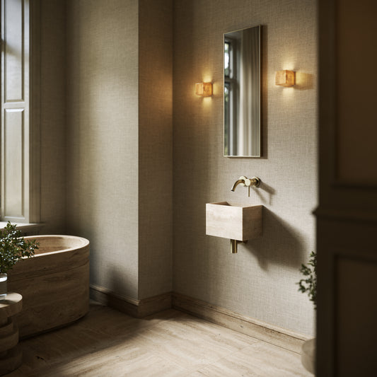 Tucci Travertine Stone Wall Hung Basin 300mm