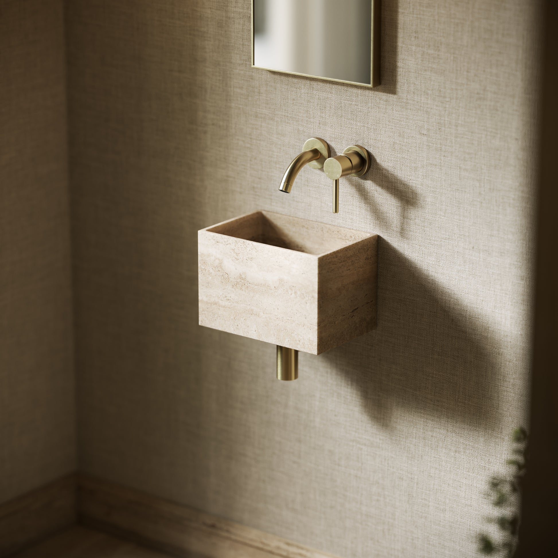 Tucci Travertine Stone Wall Hung Basin 300mm