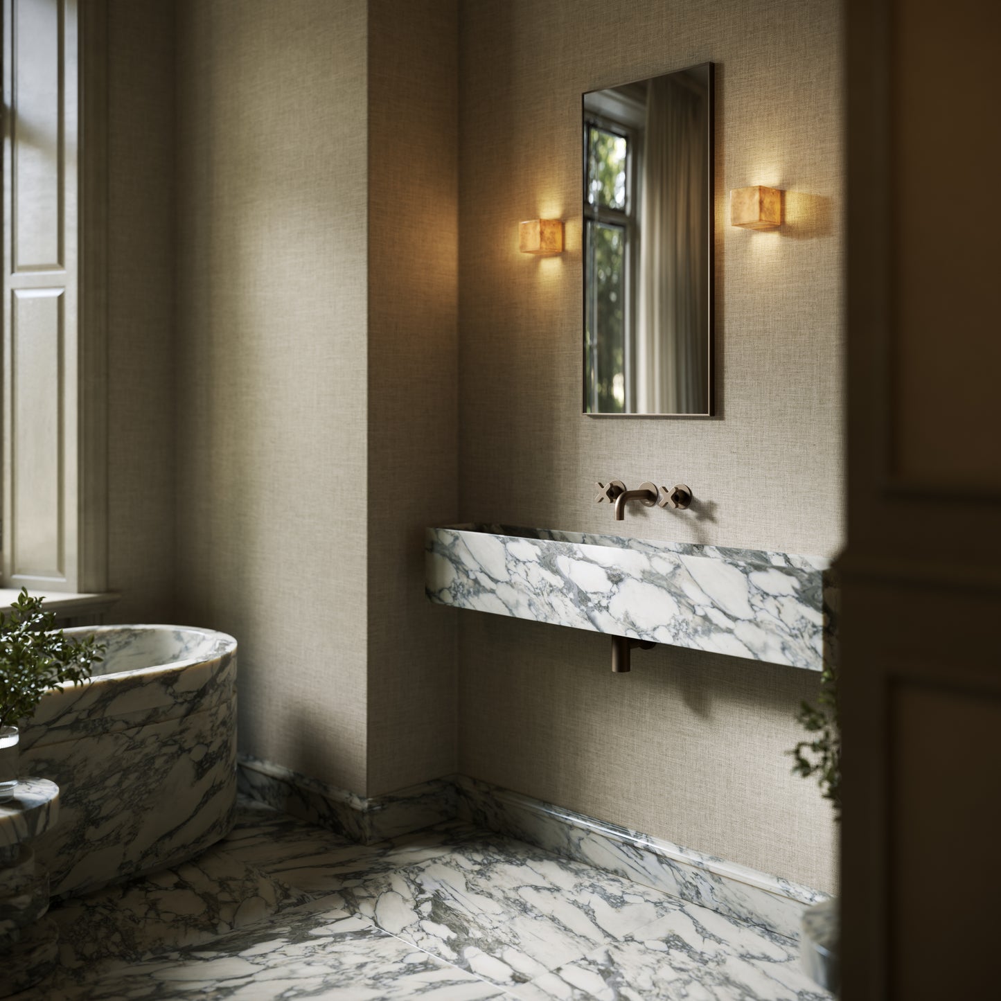 Tucci Arabescato Marble Wall Hung Basin 1200mm