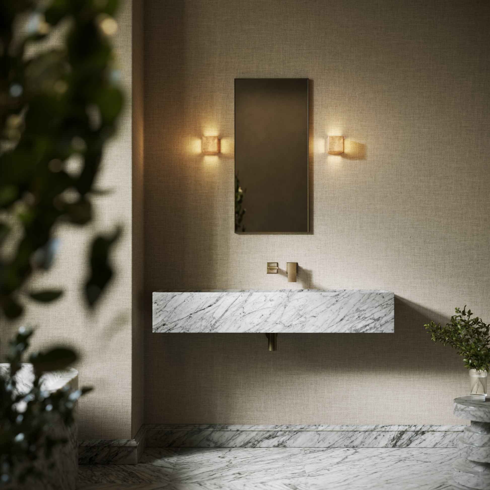Tucci Carrara Marble Wall Hung Basin 1200mm