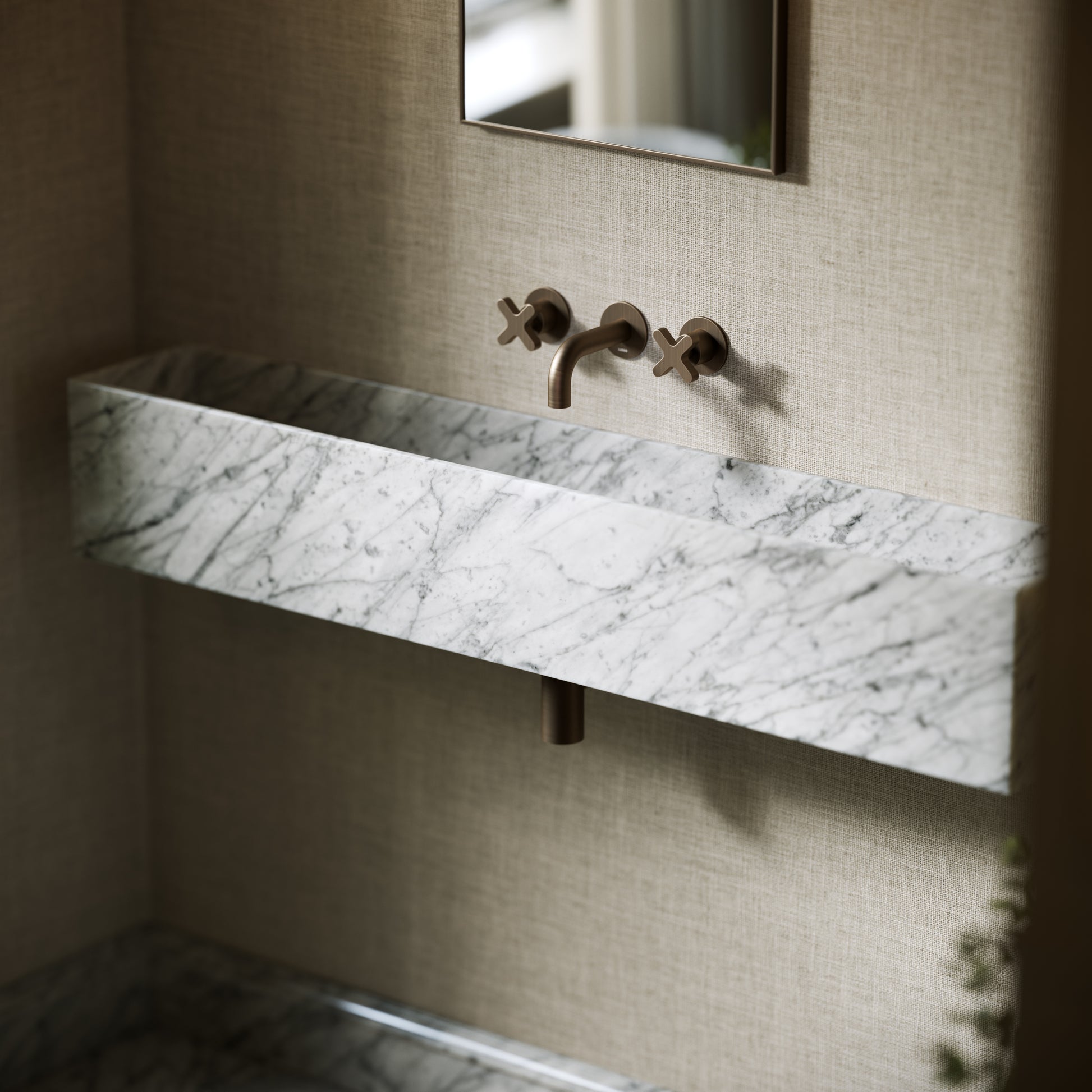 Tucci Carrara Marble Wall Hung Basin 1200mm