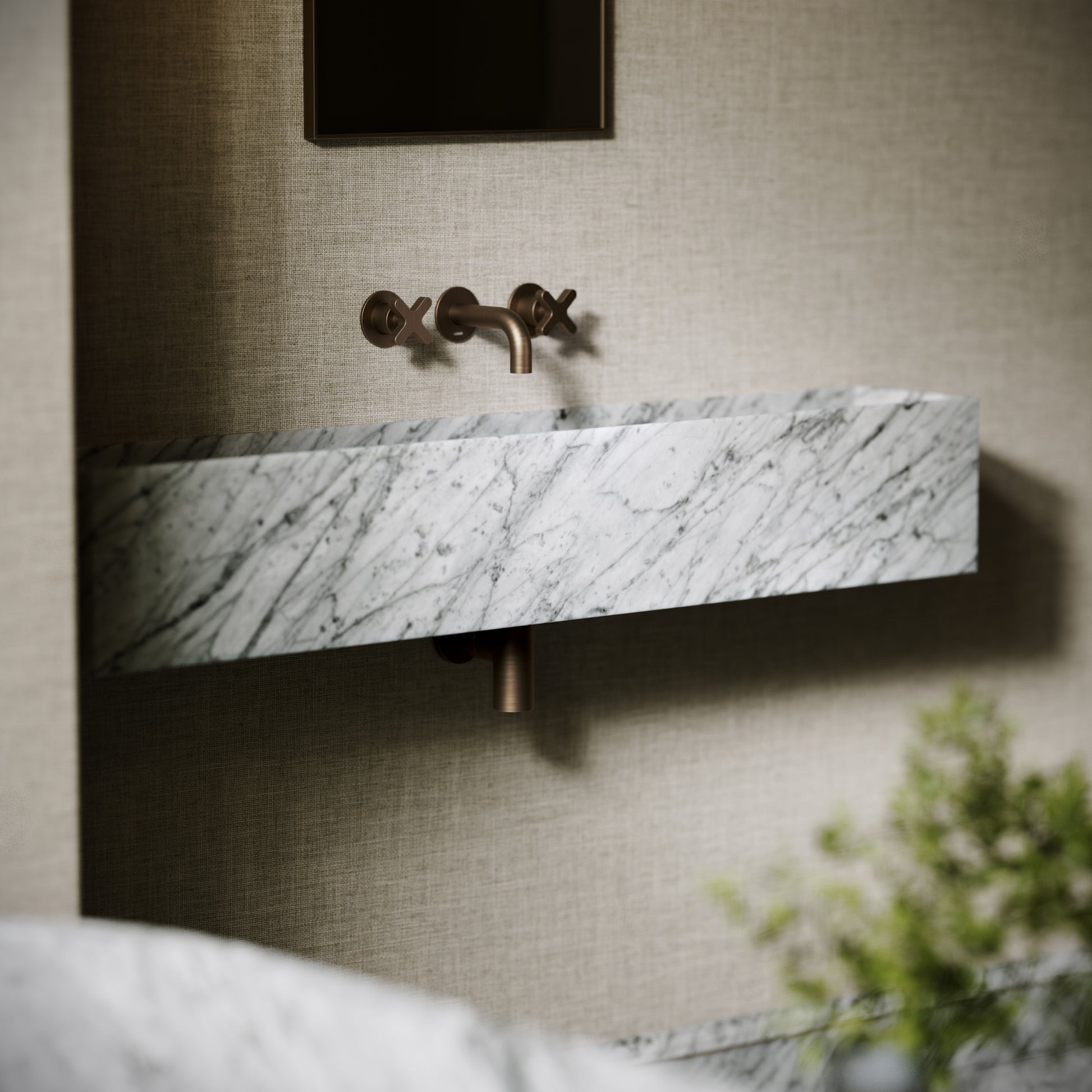 Tucci Carrara Marble Wall Hung Basin 1200mm