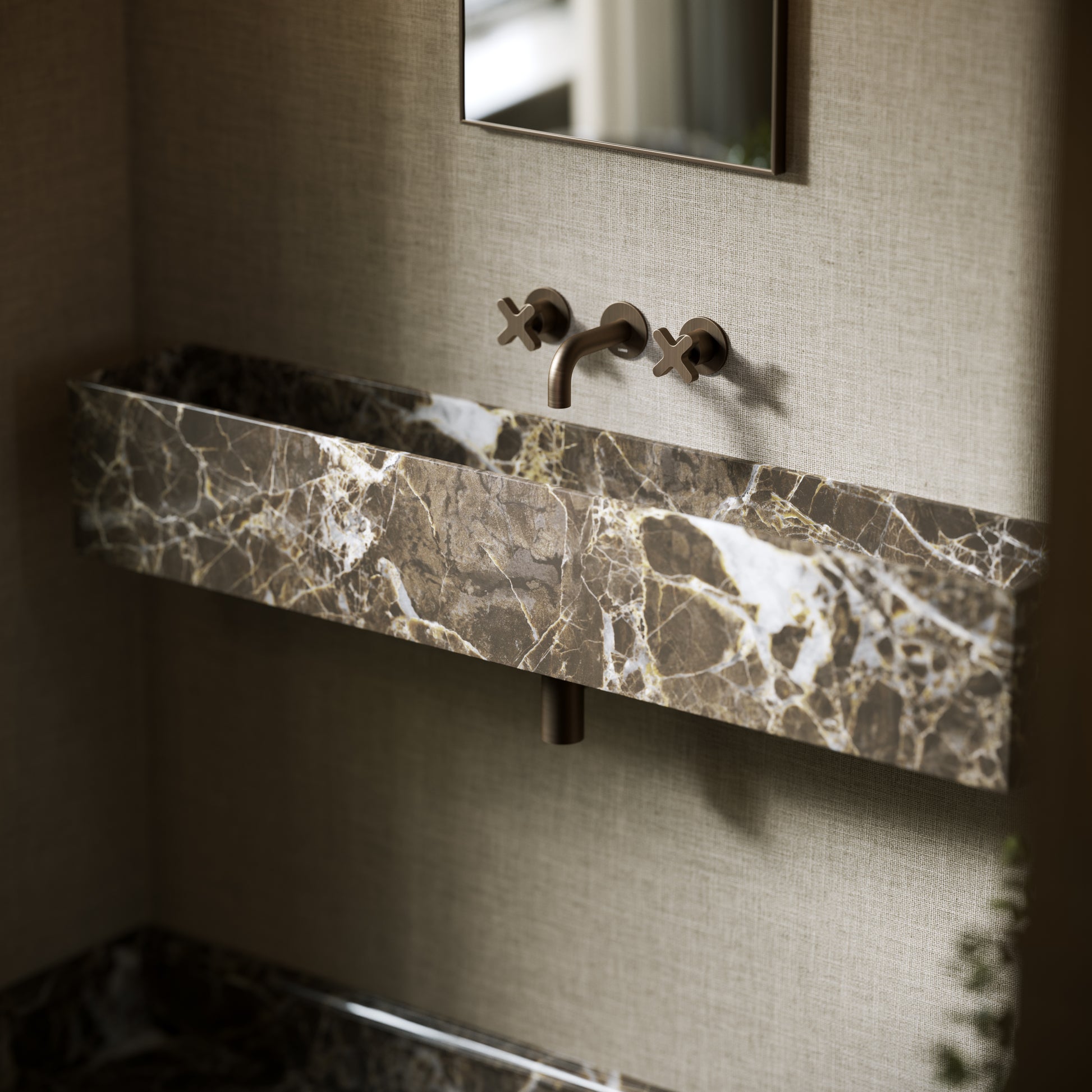 Tucci Dark Emperador Marble Wall Hung Basin 1200mm