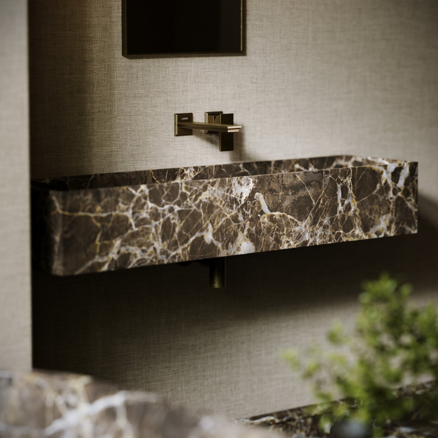 Tucci Dark Emperador Marble Wall Hung Basin 1200mm