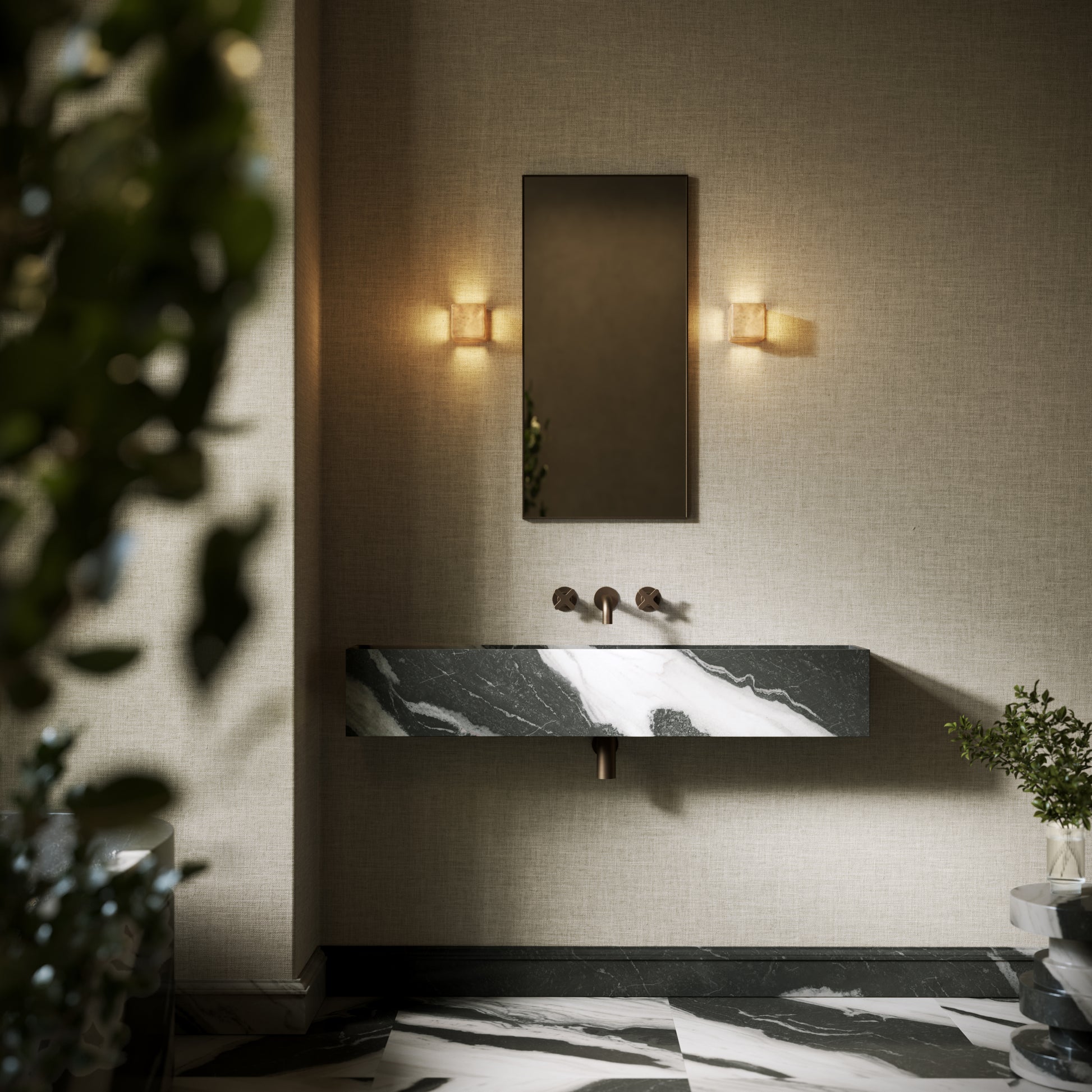 Tucci Panda Marble Wall Hung Basin 1200mm