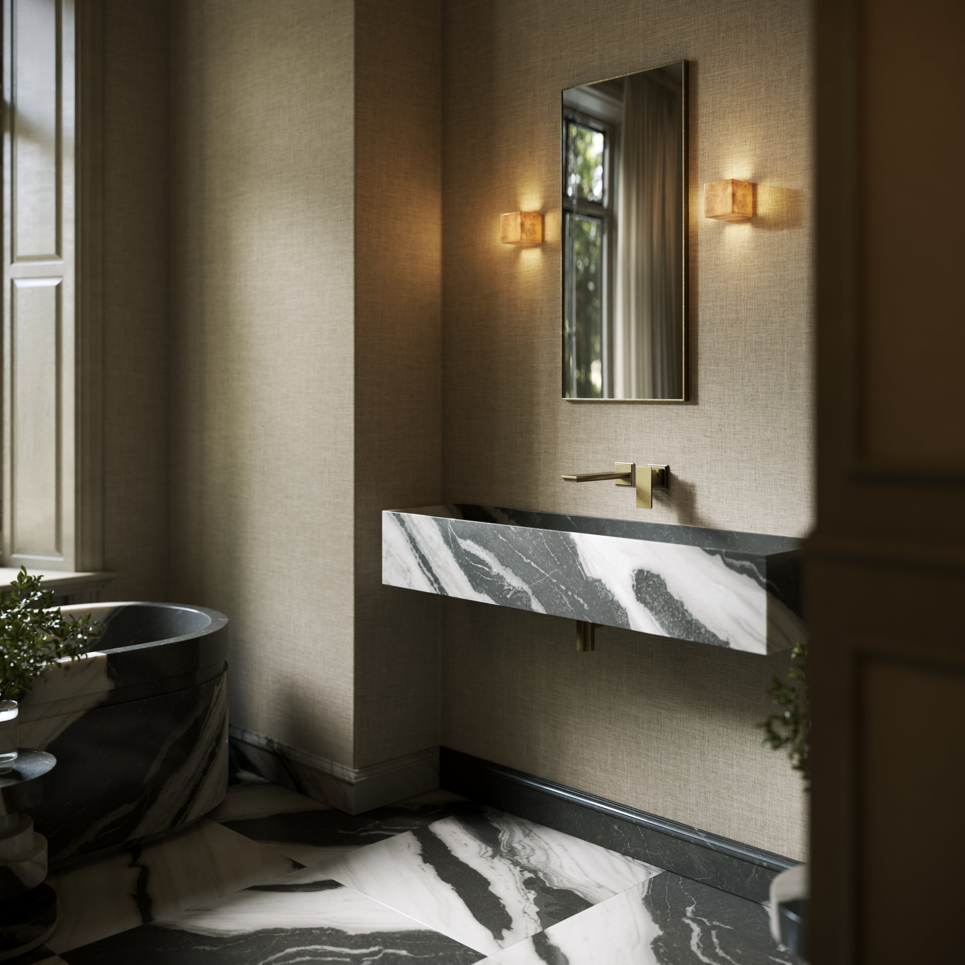 Tucci Panda Marble Wall Hung Basin 1200mm