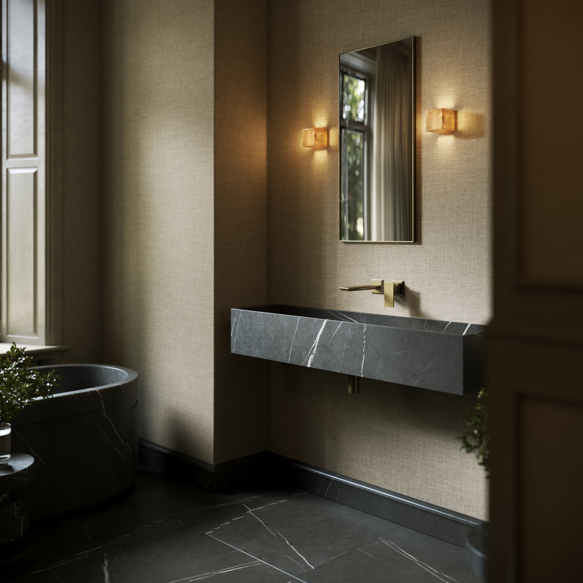 Tucci Pietra Grey Marble Wall Hung Basin 1200mm