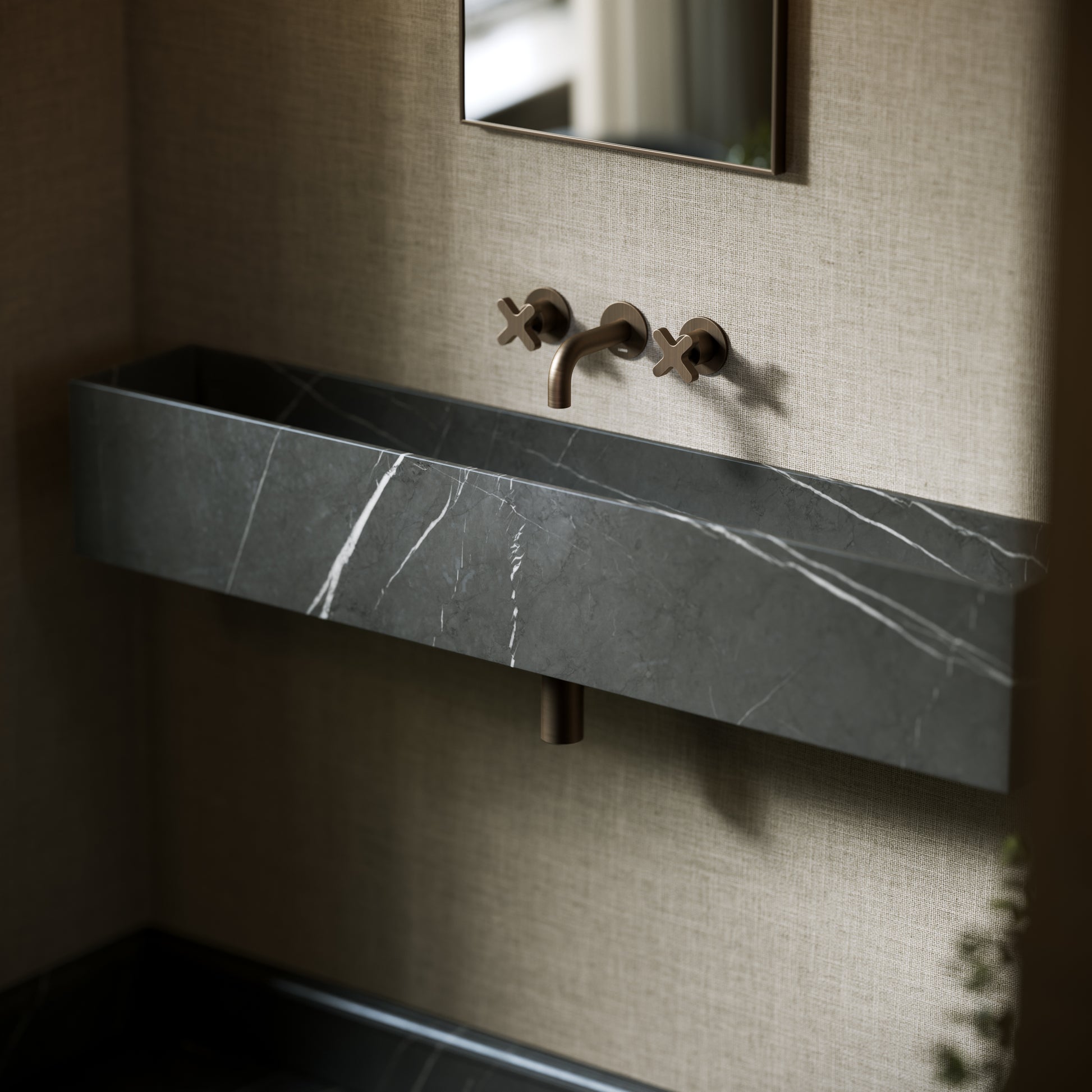 Tucci Pietra Grey Marble Wall Hung Basin 1200mm