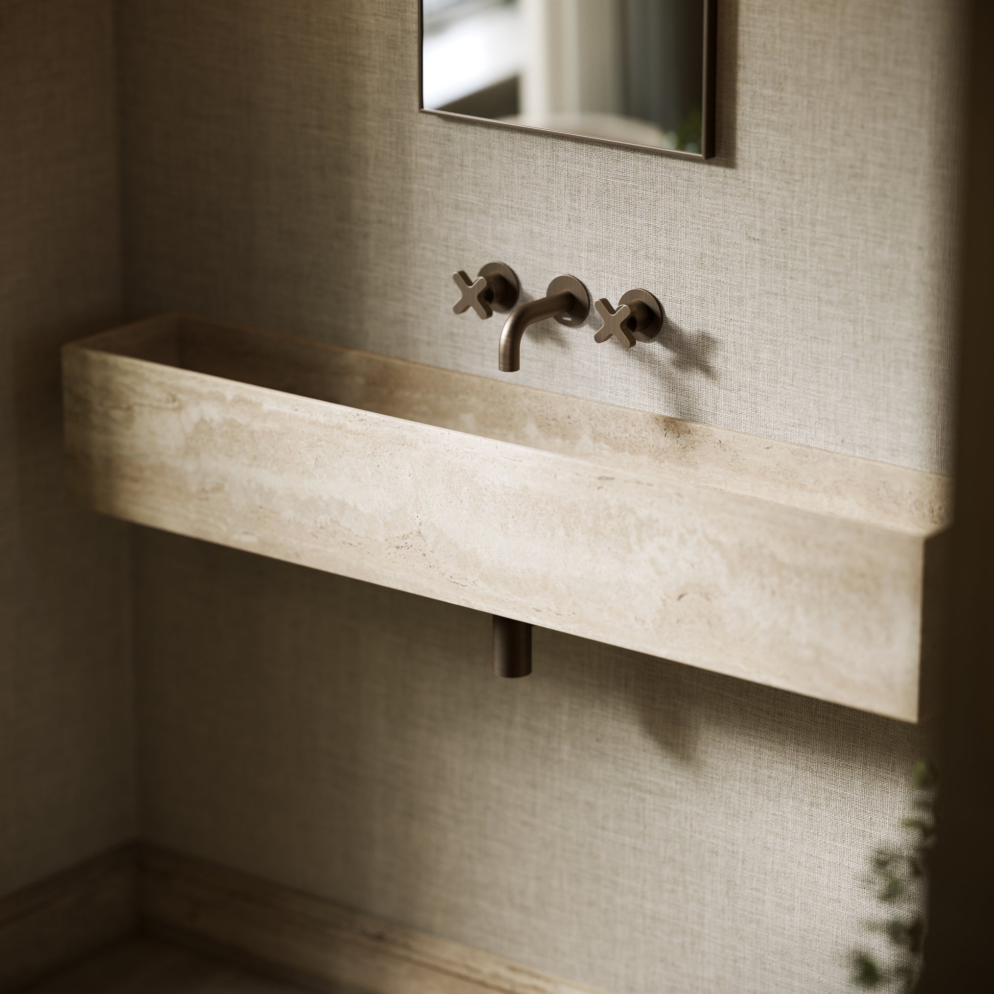 Tucci Travertine Stone Wall Hung Basin 1200mm