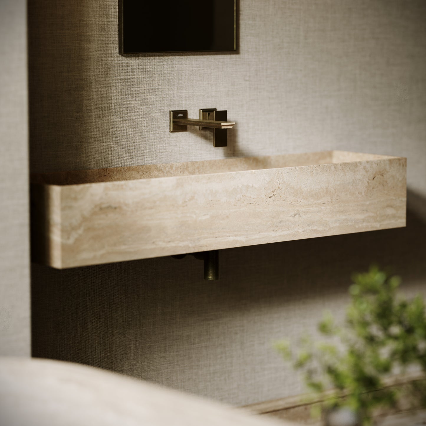 Tucci Travertine Stone Wall Hung Basin 1200mm