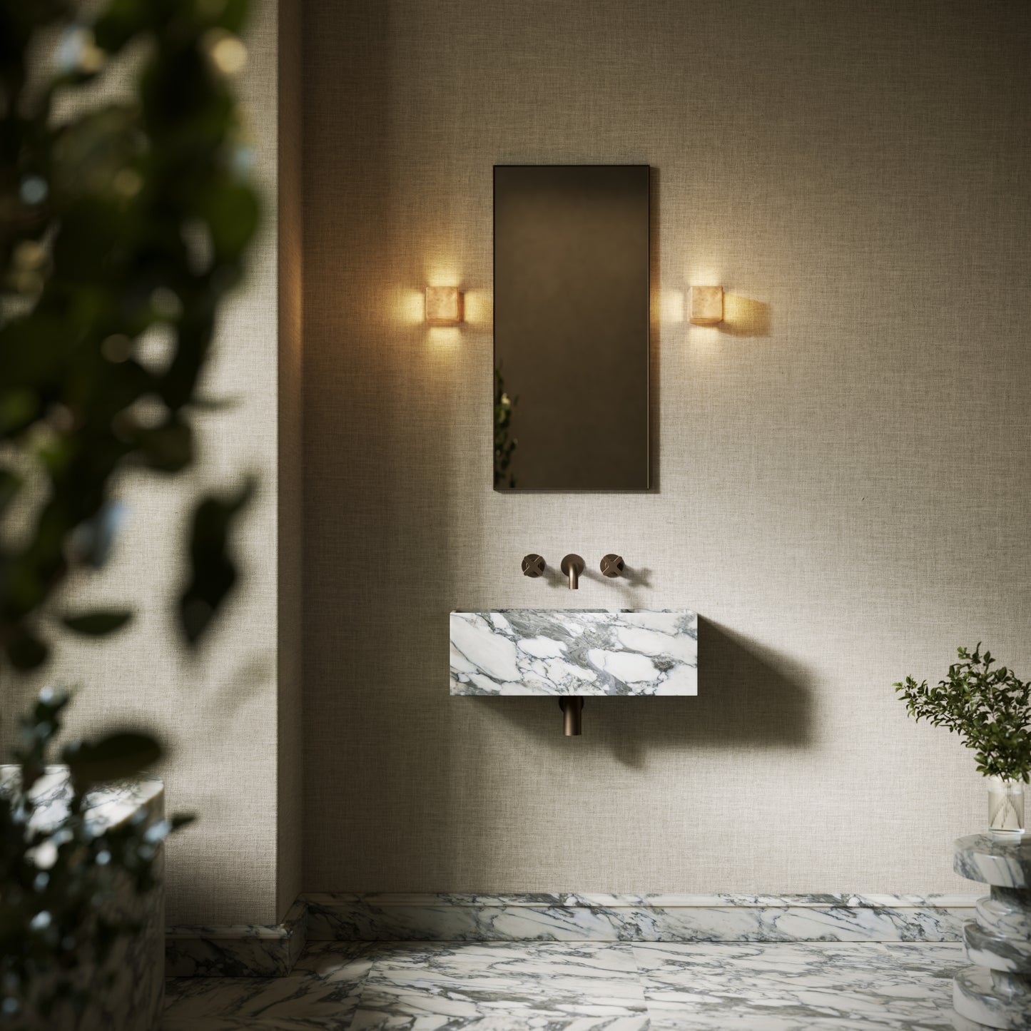 Tucci Arabescato Marble Wall Hung Basin 600mm