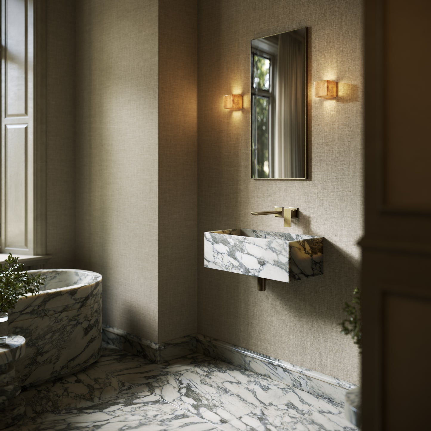 Tucci Arabescato Marble Wall Hung Basin 600mm