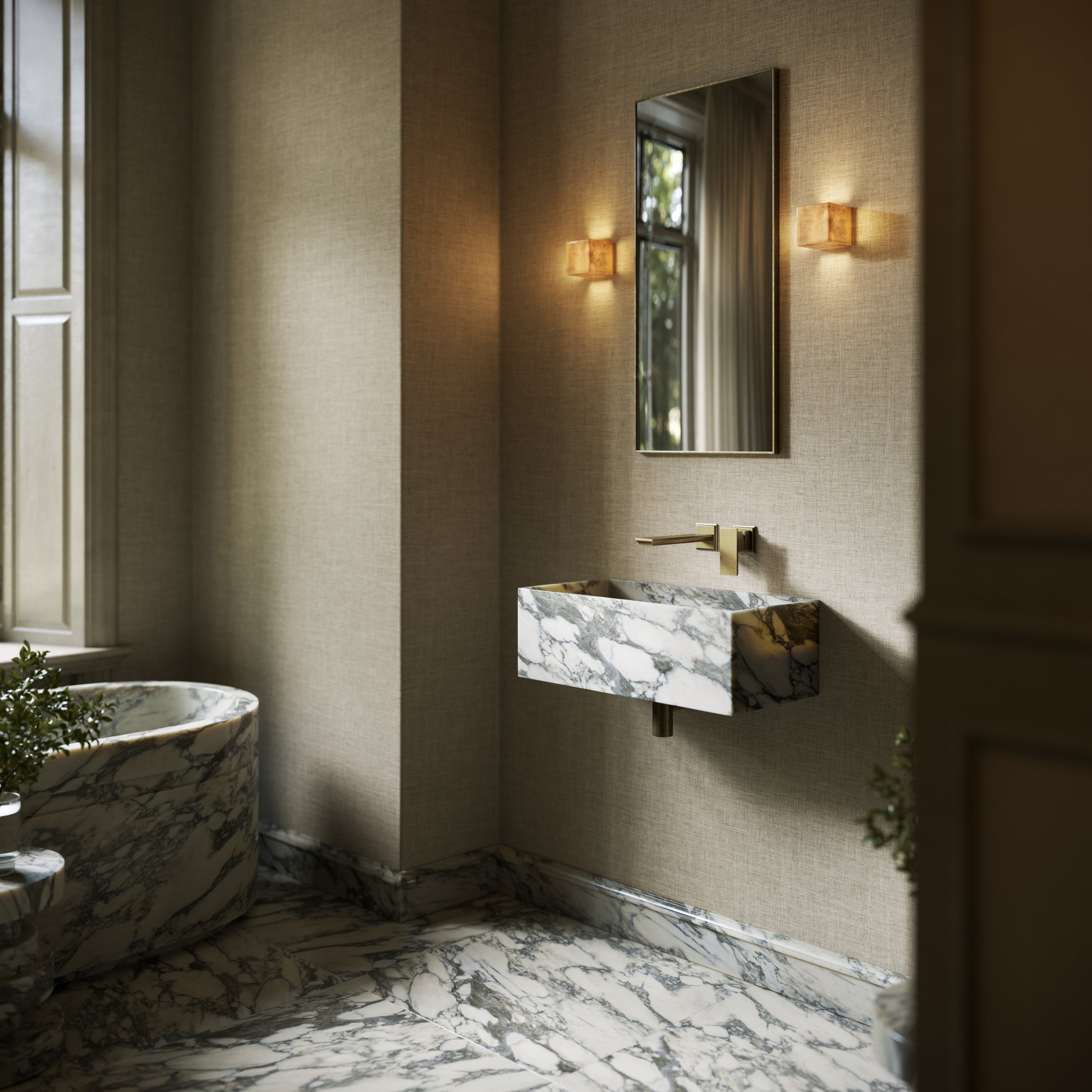 Tucci Arabescato Marble Wall Hung Basin 600mm