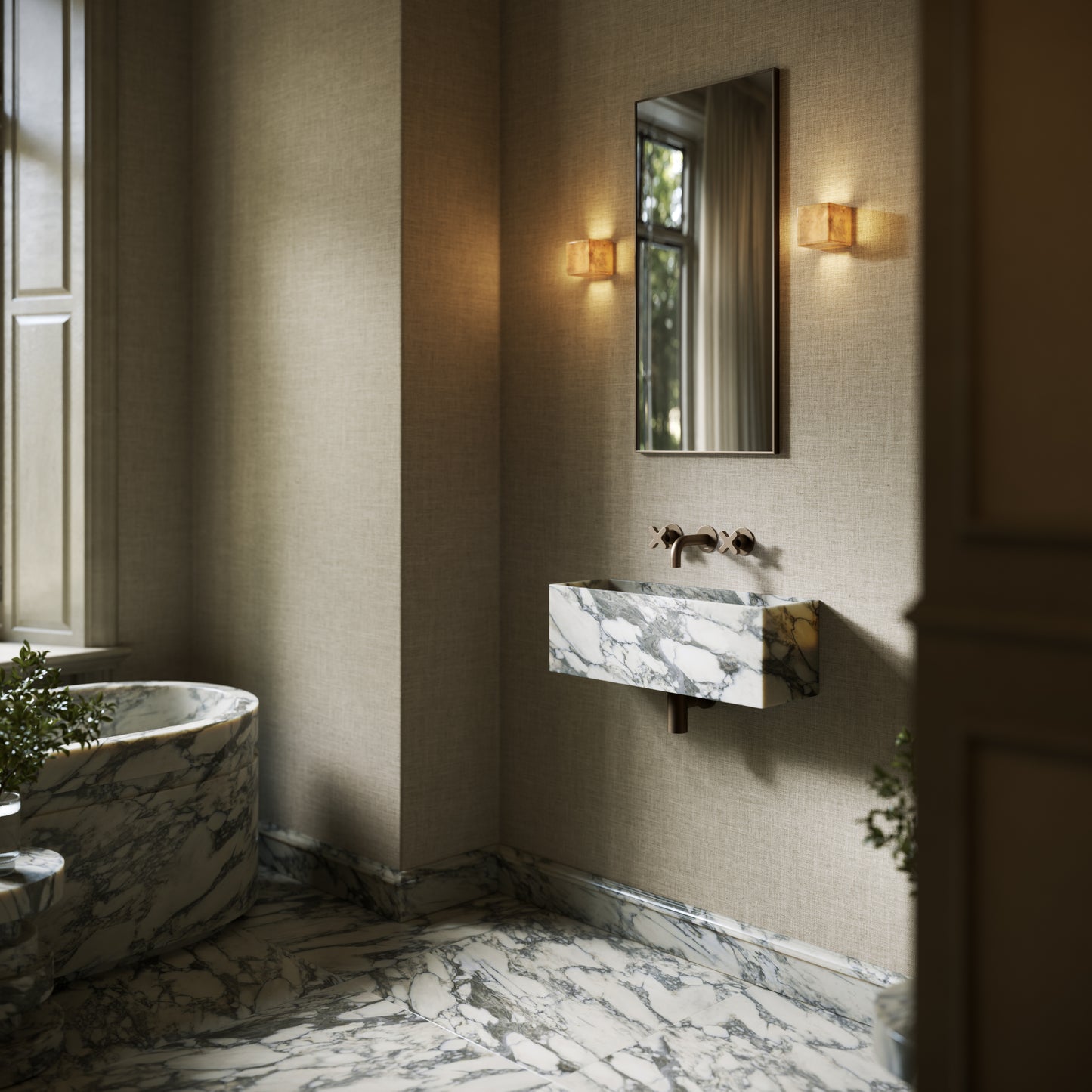Tucci Arabescato Marble Wall Hung Basin 600mm