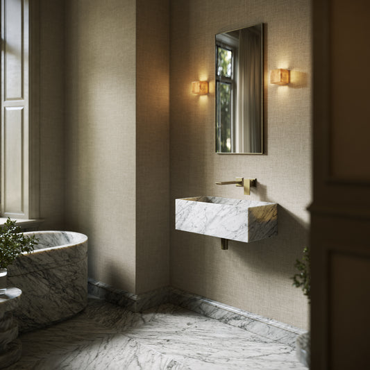 Tucci Carrara Marble Wall Hung Basin 600mm