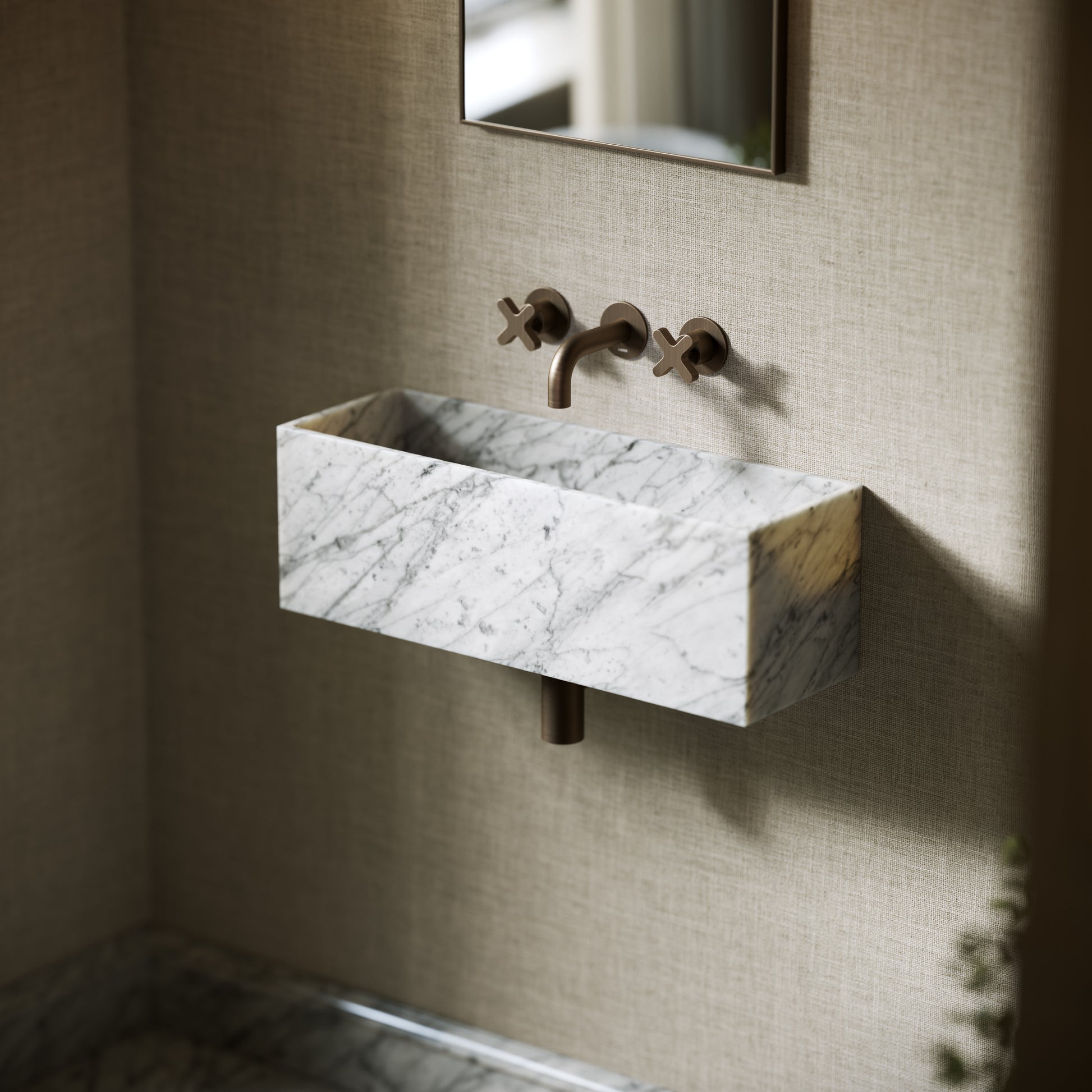 Tucci Carrara Marble Wall Hung Basin 600mm