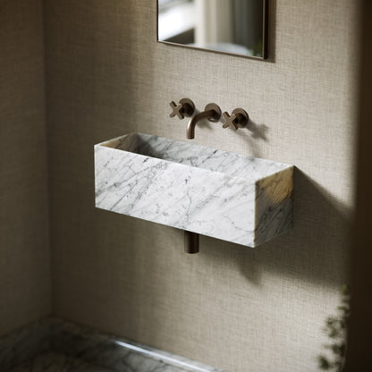 Tucci Carrara Marble Wall Hung Basin 600mm